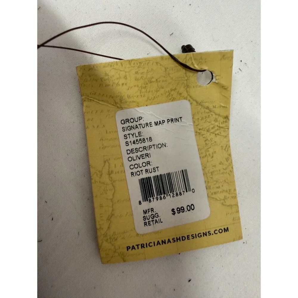 Patricia Nash Oliveri Leather Tri-Fold Wallet W/ RFID‎ Protection RIOT RUST MAP